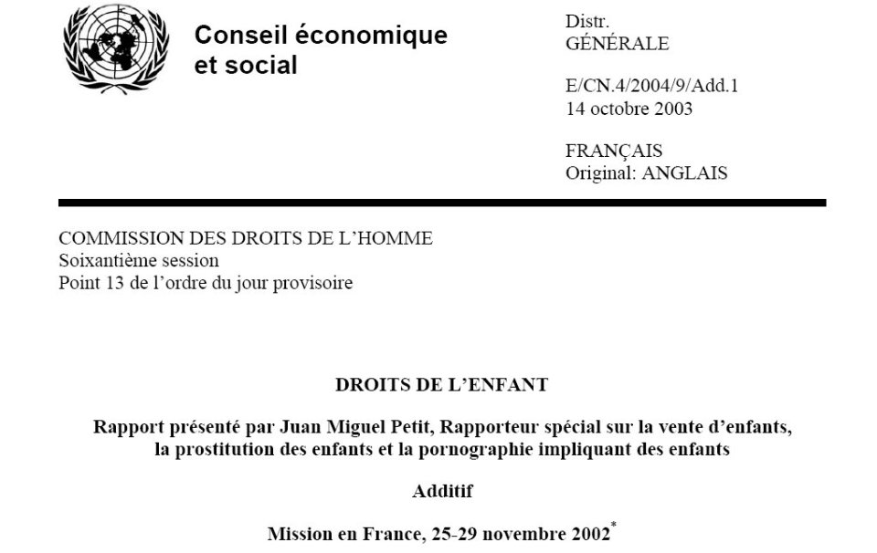 ONU Rapport Juan Miguel Petit 2003